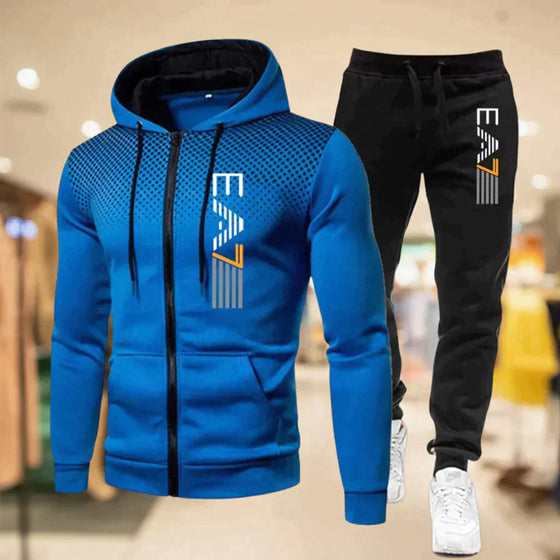 Hoodie Sweatpants Set för herrar med dragkedja