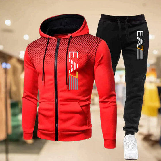 Hoodie Sweatpants Set för herrar med dragkedja