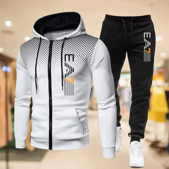 Hoodie Sweatpants Set för herrar med dragkedja