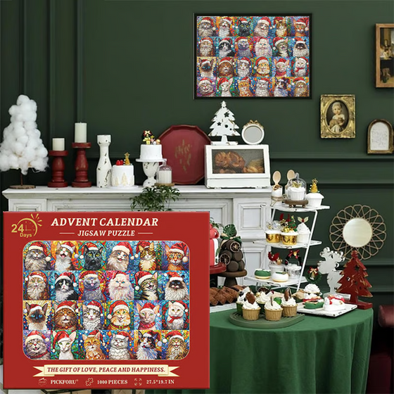 God Jul Katter Adventskalender Pussel