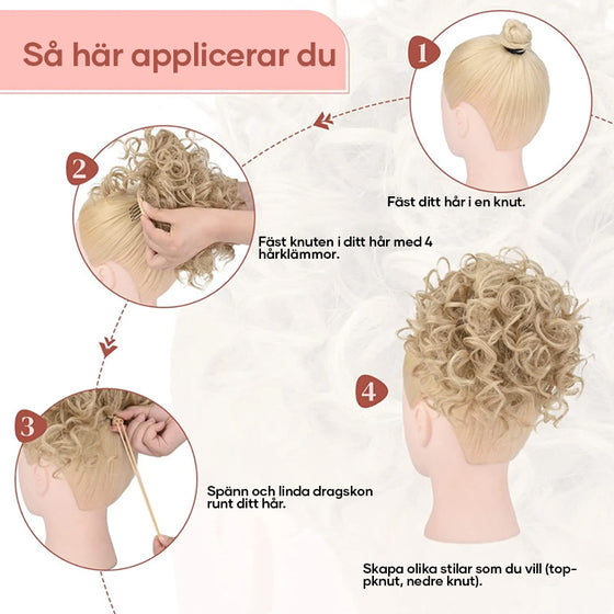 Elastisk dragsnöre löst kort lockig knut