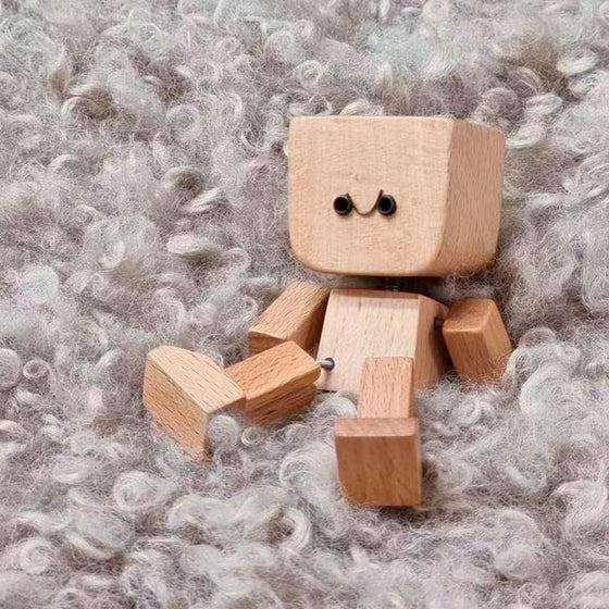 Skakande träfigur-man