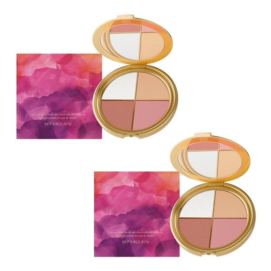 Allt-i-ett-palett för highlighter, ögonskugga och rouge