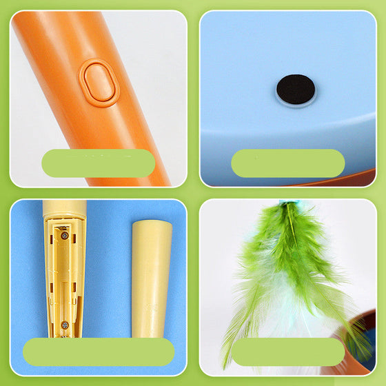 2 i 1 kattleksak med boll och vridfjäder