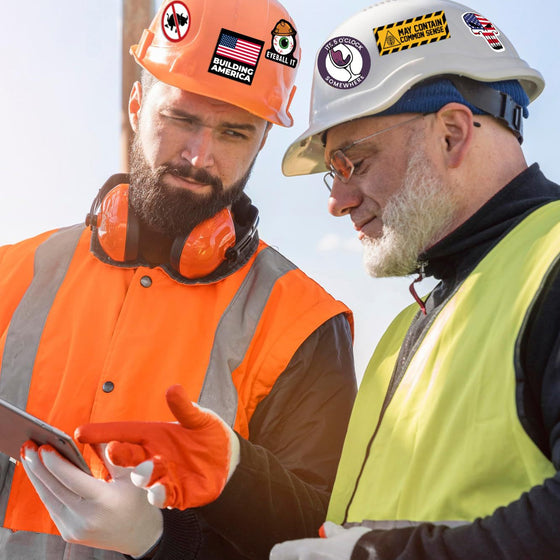 150st klistermärken skyddshjälmar (SNUSKIGA) för hjälmar och verktygslådor