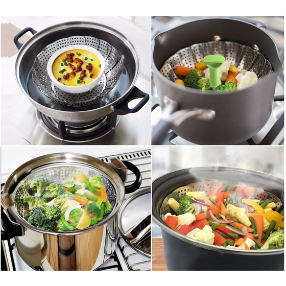 Blomformad fällbar ångkokare av stål