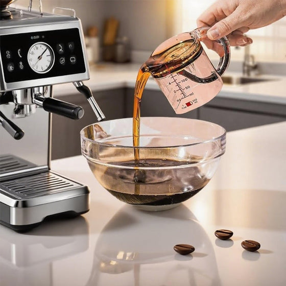 Multifunktionell integrerad justerbar måttkopp