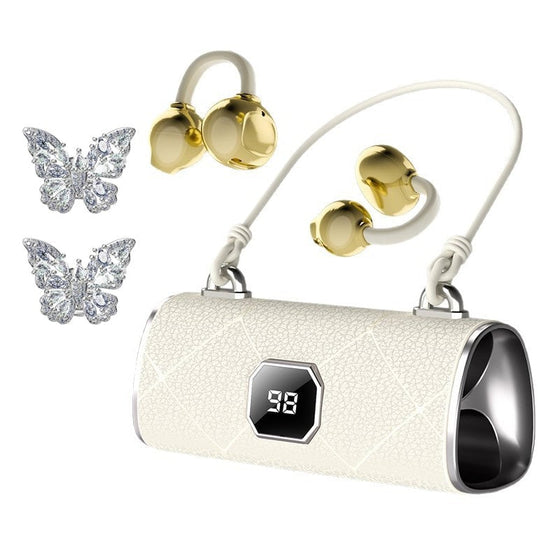 Trendiga trådlösa hörlurar med clip-on-funktion