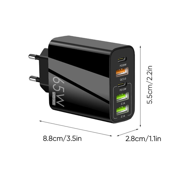 Multiportadapter 65W snabbladdare 