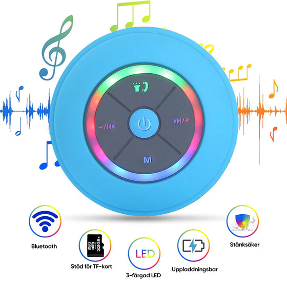 Vattentålig trådlös högtalare med LED-lampor