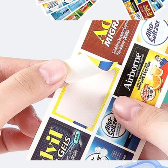 Organiseringsbox för resepiller (161 etiketter för anpassning)