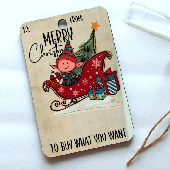 Julklappshållare med jultomte