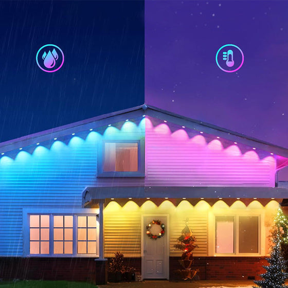 Färgglada takfotslampor för utomhusbruk