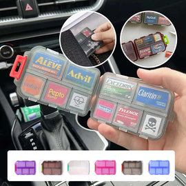 Organiseringsbox för resepiller (161 etiketter för anpassning)