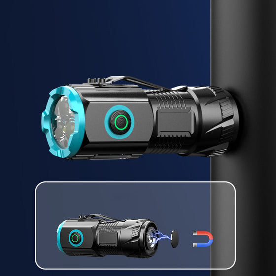 Ficklampa med magnetisk kapsylklämma för utomhusbruk