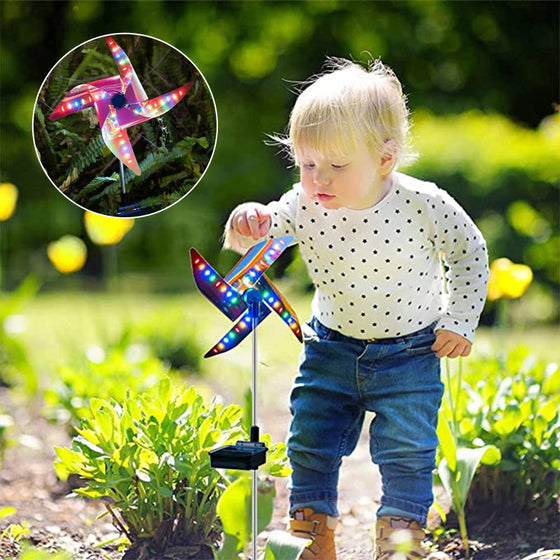 Utomhus Trädgård Solar Vind Roterande Ljus