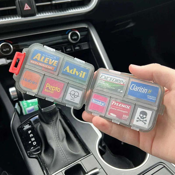 Organiseringsbox för resepiller (161 etiketter för anpassning)