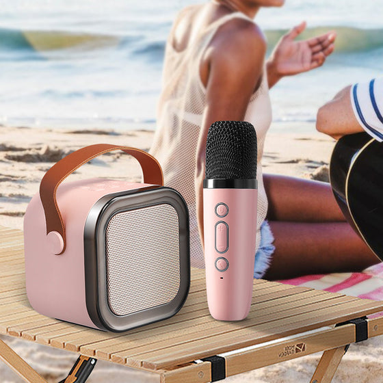 Mini karaokemaskin med trådlösa mikrofoner