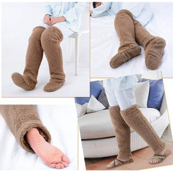 Justerbara elastiska höga strumpor bomullsfleece varma höga strumpor