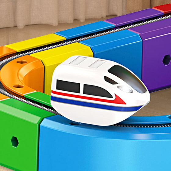 Barnens pedagogiska monterade magnetiska magiska spårtåg