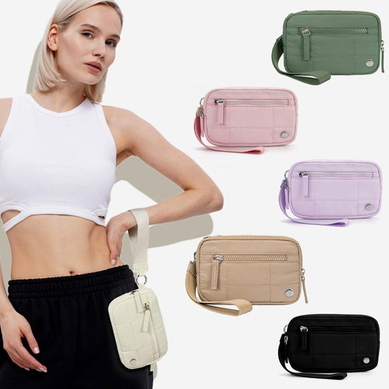 Quiltad handledsväska med armband