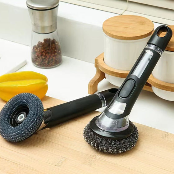 Långskaftad grytdiskborste med vätskepåfyllning