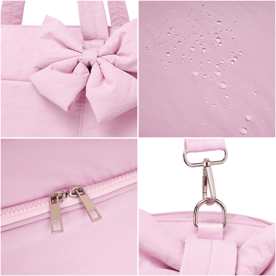 Vadderad väska med stor kapacitet och rosett