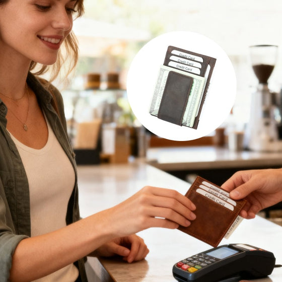 Anti-stöld Äkta Läder Multi-Kortfodral