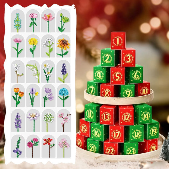 Blombukett byggklossar adventskalender set