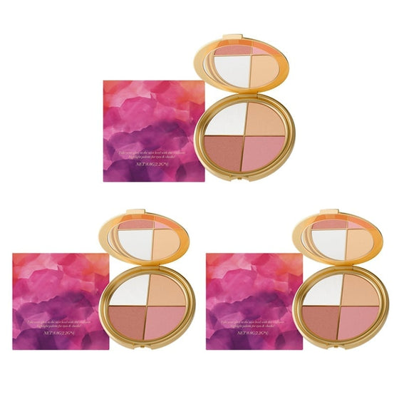 Allt-i-ett-palett för highlighter, ögonskugga och rouge