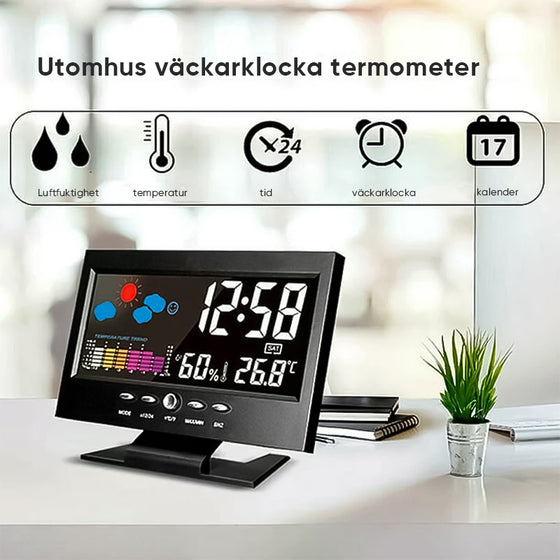 Digital LED Temperatur Fuktighet Monitor Väckarklocka