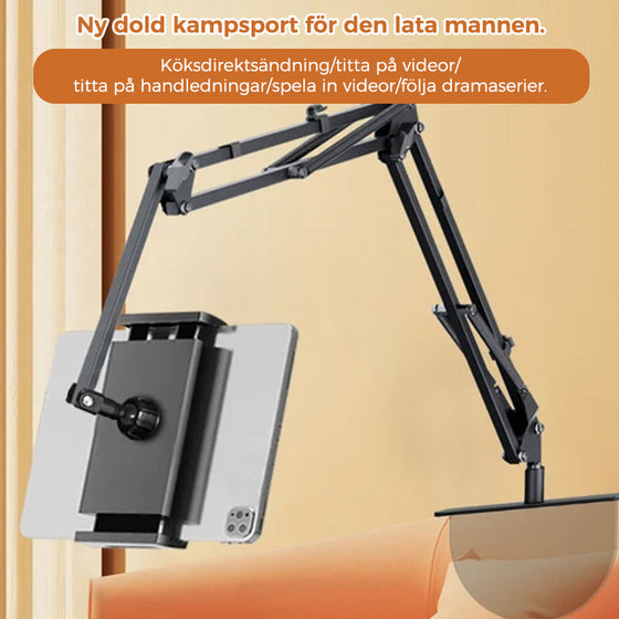 Infällbar och dold hållare för mobil och surfplatta vid sängkanten