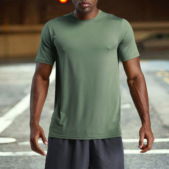 Enfärgad sport snabbtorkande T-shirt för män