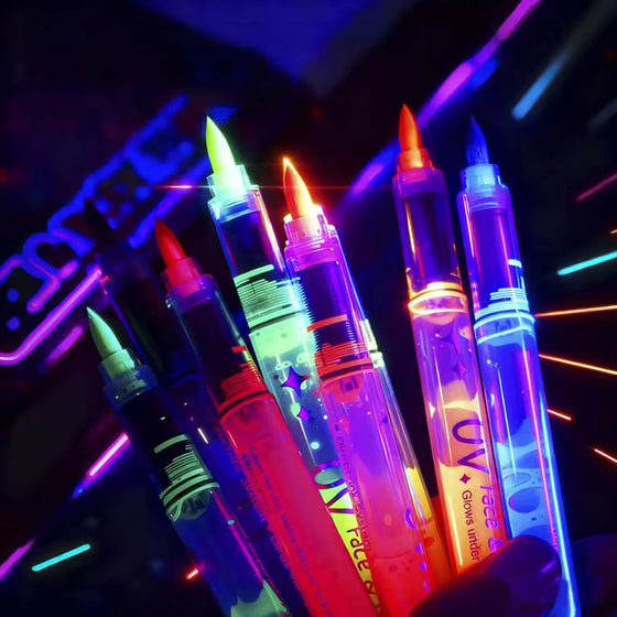 UV-neon ansiktsfärgspennor – 12 färger