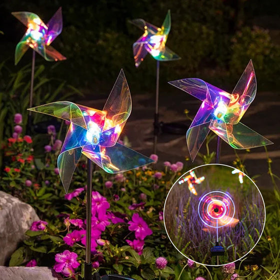 Utomhus Trädgård Solar Vind Roterande Ljus