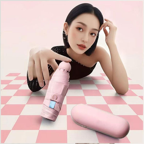 Fickparaply med sol- och regnskydd