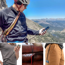 Fjäderrep för telefonens fallskydd och stöldskydd