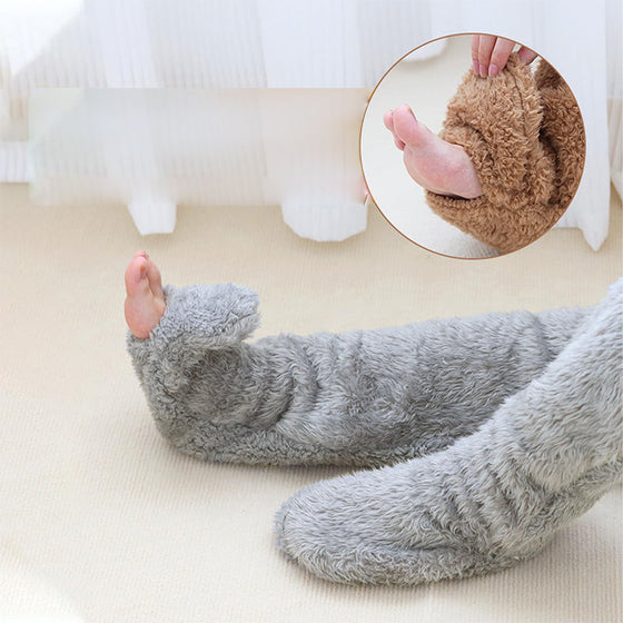 Justerbara elastiska höga strumpor bomullsfleece varma höga strumpor