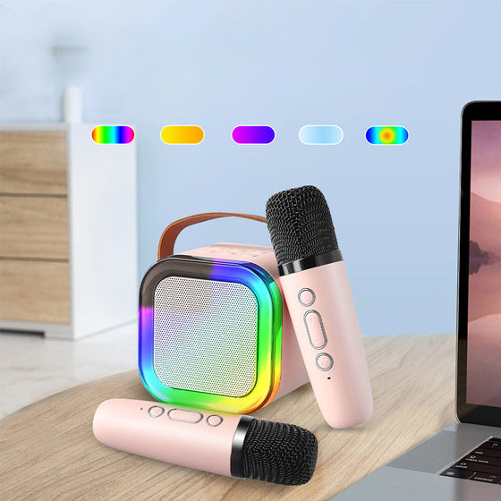 Mini karaokemaskin med trådlösa mikrofoner