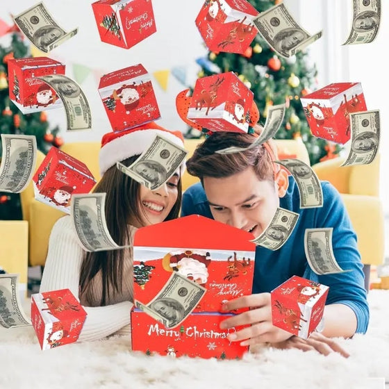 Julöverraskningsexplosion studsande presentask