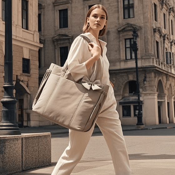 Vadderad väska med stor kapacitet och rosett