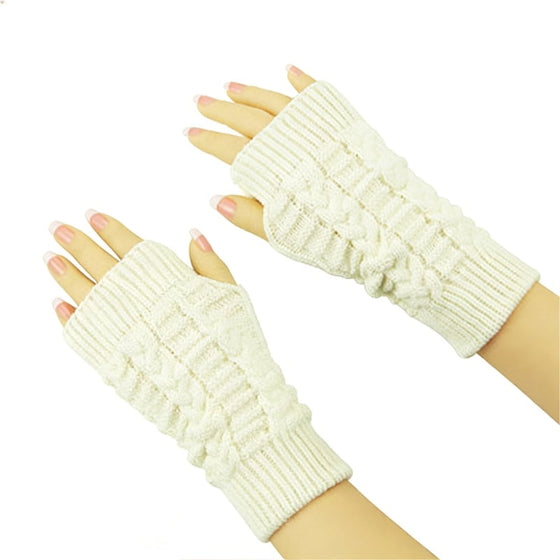 Vinter halvfingerstickade värmehandskar