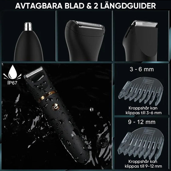 3 i 1  Elektrisk kroppshårstrimmer