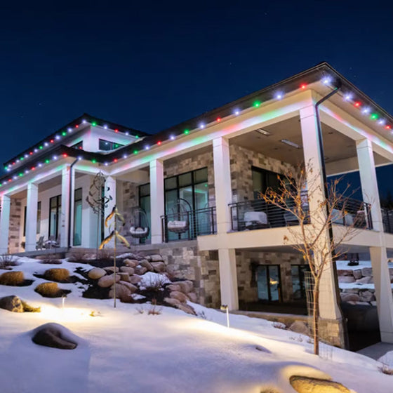 Färgglada takfotslampor för utomhusbruk