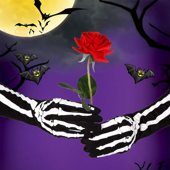 Handskar med dubbelsidigt tryckt dödskalle