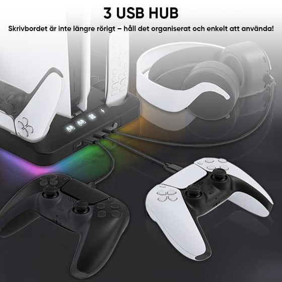 Laddningsstation Kylstativ för Dual PS5 Kontroller