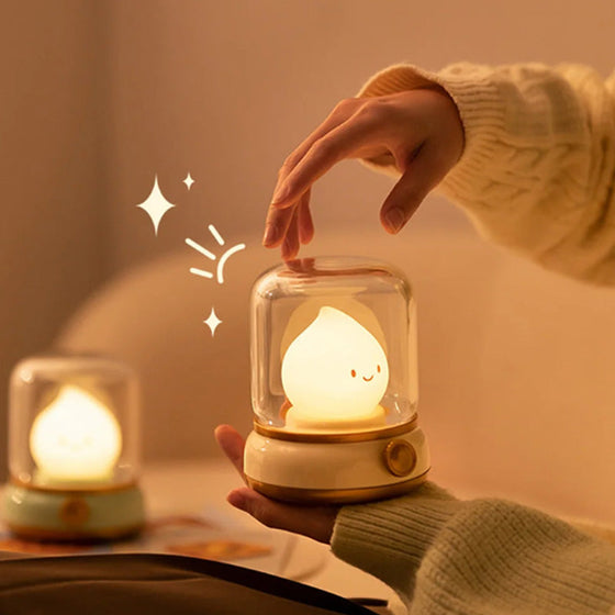 Retro nattlampa med levande ljus