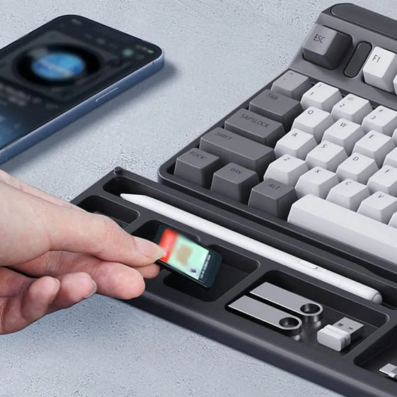 Handledsstöd för tangentbord med förvaringslåda för skrivbordsavdelning