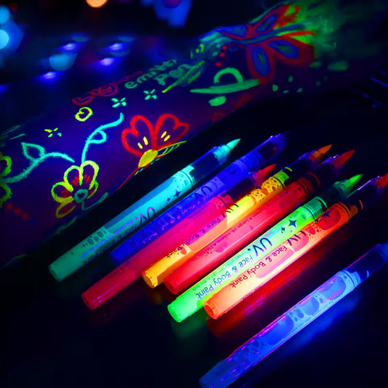 UV-neon ansiktsfärgspennor – 12 färger