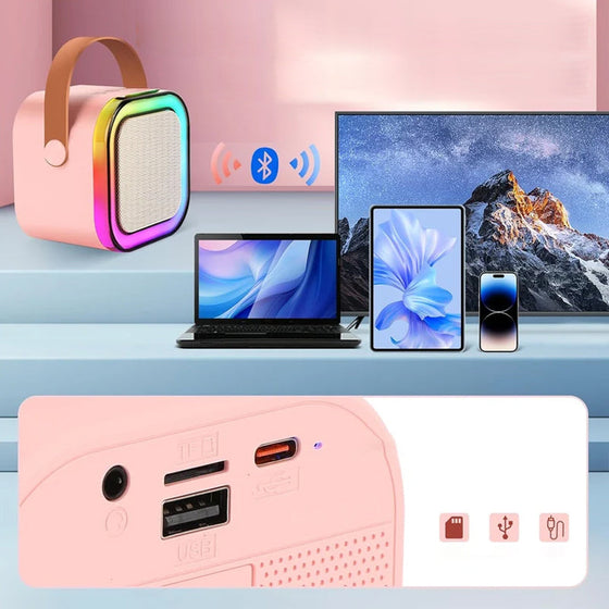 Mini karaokemaskin med trådlösa mikrofoner